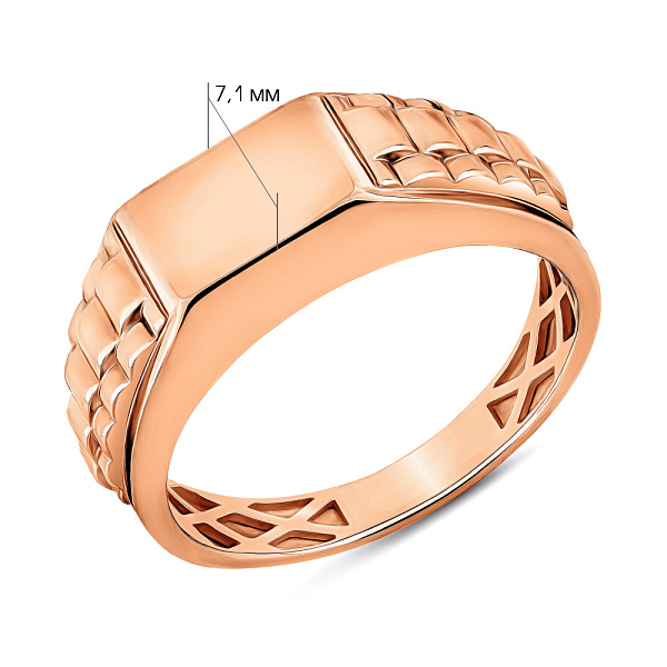 Печатка из красного золота без камней (арт. 180590) – изображение 2