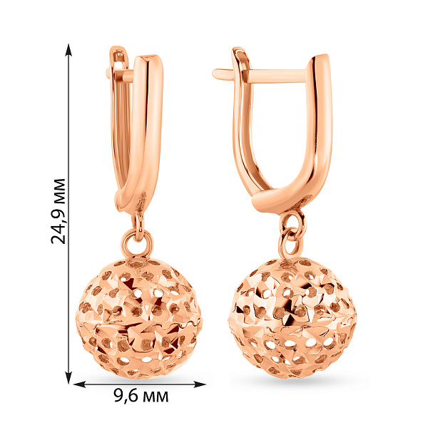 Серьги-подвески из красного золота (арт. 107465) – изображение 2