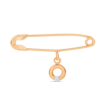 Фото Булавка из красного золота с фианитом (арт. 280141)