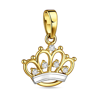 Фото Кулон Корона из желтого золота с фианитами (арт. 440615ж)