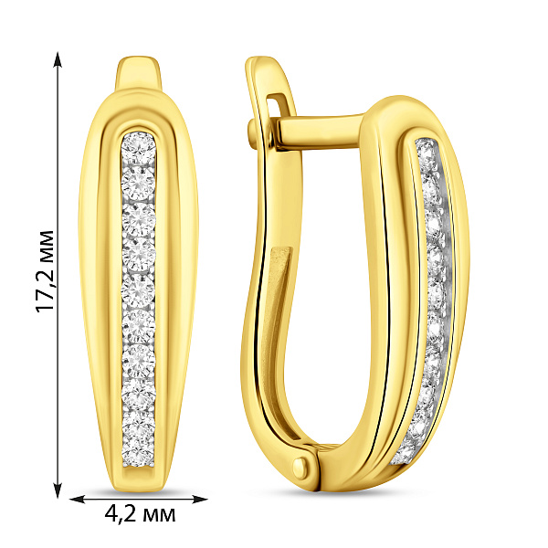 Серьги из желтого золота с дорожкой из фианитов (арт. 110535ж) – изображение 4
