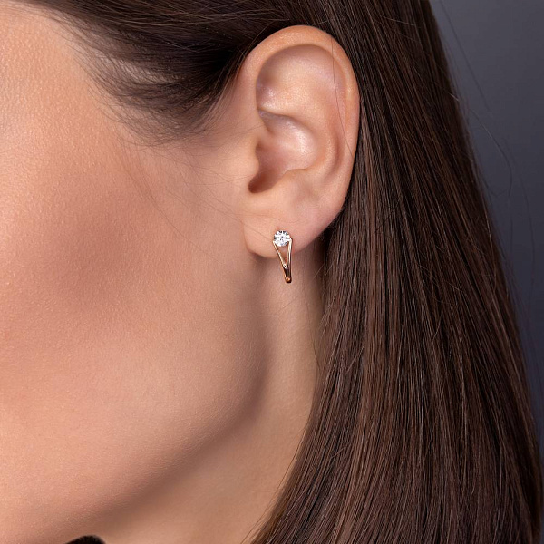 Золотые серьги с бриллиантом (арт. С011403010) – изображение 3