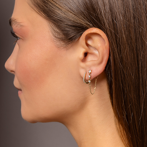 Пусеты золотые с фианитами (арт. 110017ж) – изображение 2