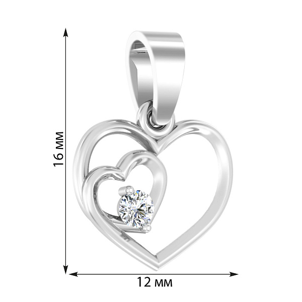 Золота підвіска Два серця з фіанітом (арт. 440559б) – зображення 2