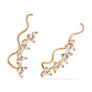 Золотые серьги клаймберы с фианитами (арт. 110171)