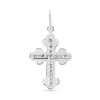 Підвіска-хрестик з фіанітами з білого золота (арт. 545700б)