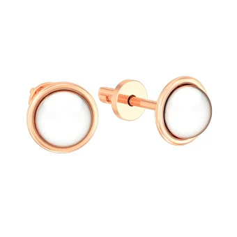 Золоті сережки пусети з перлами (арт. 110629)