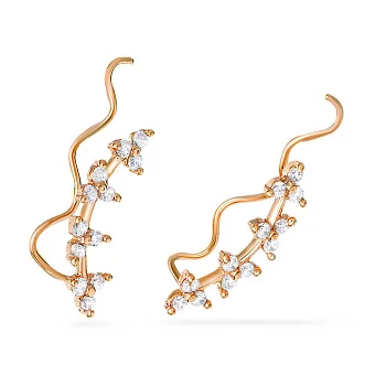 Золоті сережки-клаймбери з фіанітами (арт. 110171)