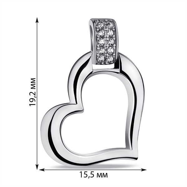 Серебряный подвес Сердце с фианитами (арт. 7503/4226) – изображение 2