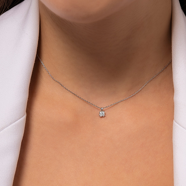 Кольє з білого золота з діамантом (арт. Ц011165020б) – зображення 3