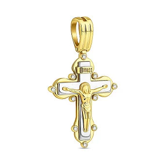 Золотой крестик с распятием и фианитами (арт. 501633ж)