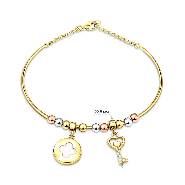 Золотий браслет з перламутром і фіанітами (арт. 323094жбпП2) – зображення 3