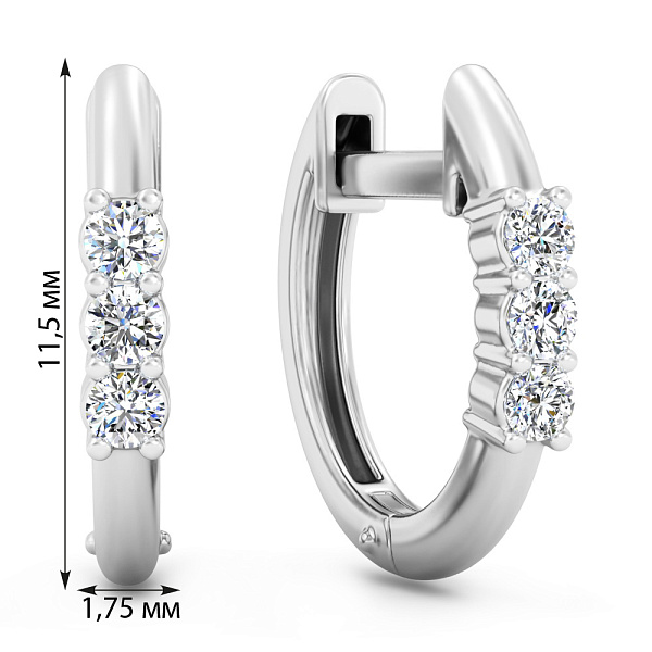 Золотые серьги кольца с бриллиантами (арт. С011703010б) – изображение 2