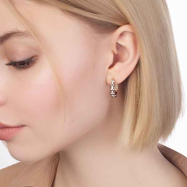 Золотые серьги кольца с фианитами (арт. 111014) – изображение 4