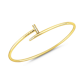 Золотой жесткий браслет с фианитами (арт. 3261415ж)