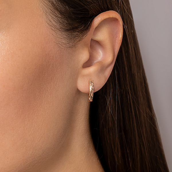 Сережки з червоного золота з алмазною гранню (арт. 121711) – зображення 2