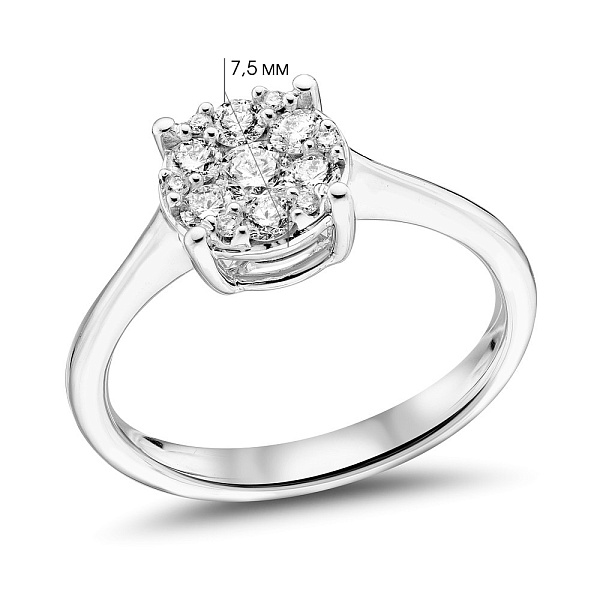 Каблучка з білого золота з діамантами (арт. К341511040б) – зображення 5