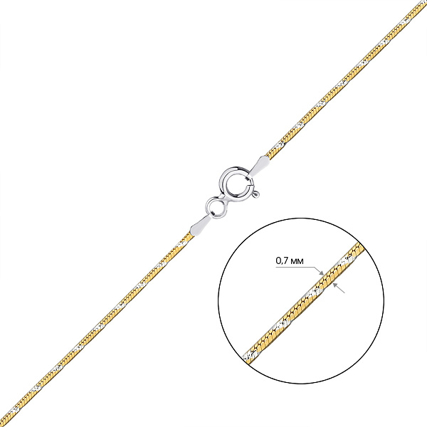Срібний ланцюжок в плетінні Снейк з жовтим родіюванням (арт. 0304202жр) – зображення 2