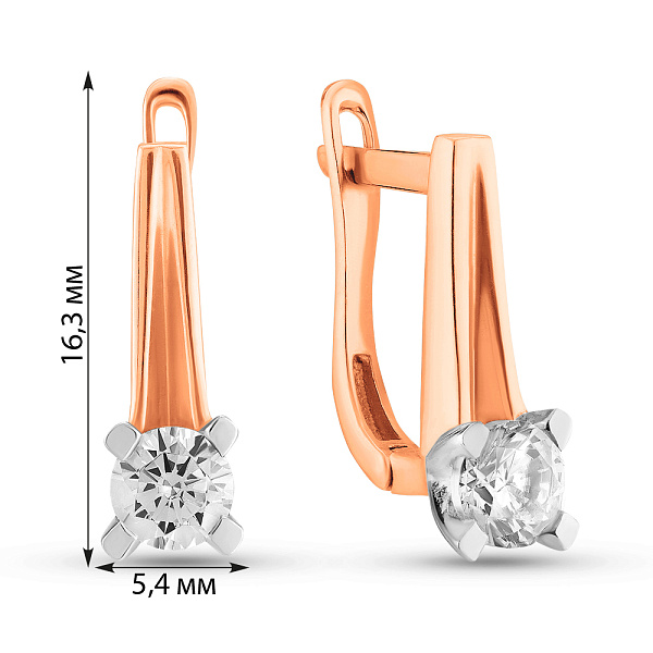 Золоті сережки з одним фіанітом (арт. 106601) – зображення 2