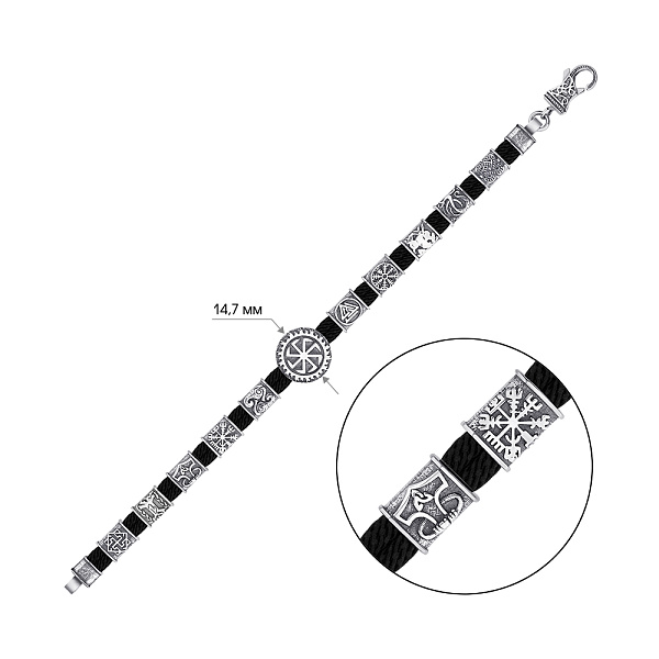 Браслет на шовковій нитці з вставками зі срібла (арт. 7309/2197/1/11) – зображення 2