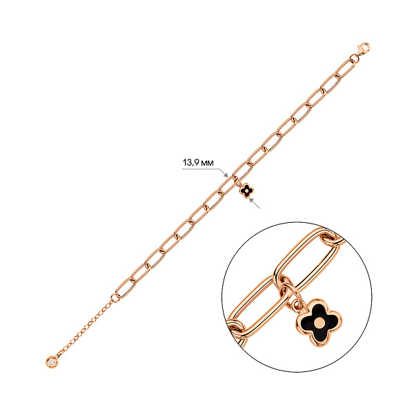 Золотий браслет з підвіскою та емаллю (арт. 3261125еч) – зображення 3