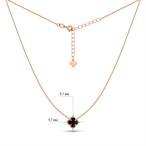 Золотое колье Клевер с ониксом (арт. 361496/8о) – изображение 3