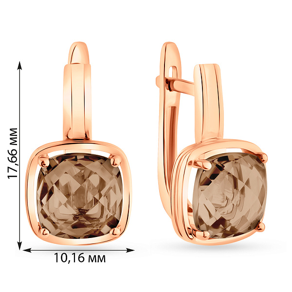 Сережки з червоного золота з кварцом (арт. 111156Пкр) – зображення 2