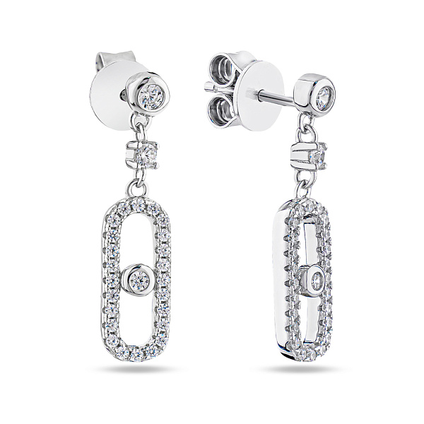 Серьги-пусеты из серебра с подвесками (арт. 7518/6050) – изображение 1