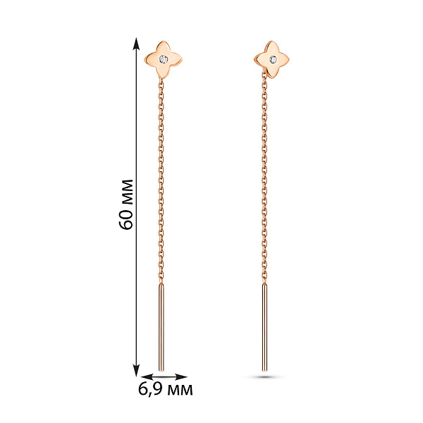Золотые серьги-протяжки с фианитами (арт. 110898) – изображение 3