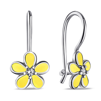 Срібні дитячі сережки Квітка з емаллю (арт. 7502/9749еж)