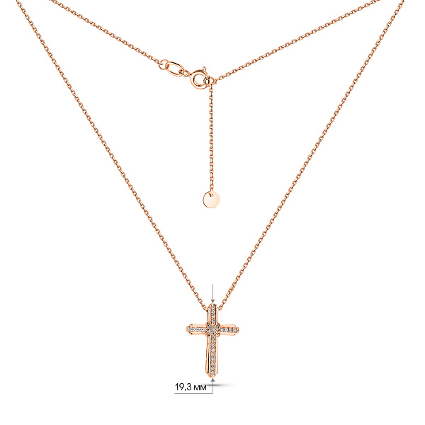 Золотое колье с крестиком и бриллиантами (арт. Ц011802010) – изображение 3