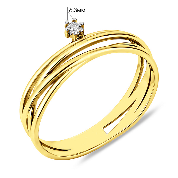 Золотое кольцо Синергия с фианитом (арт. 140763ж) – изображение 2