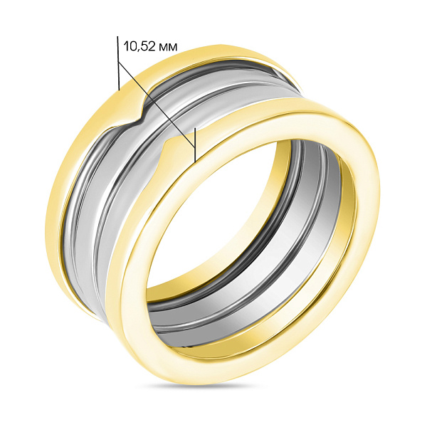Золотое кольцо в комбинированном цвете металла (арт. 152365жб) – изображение 4