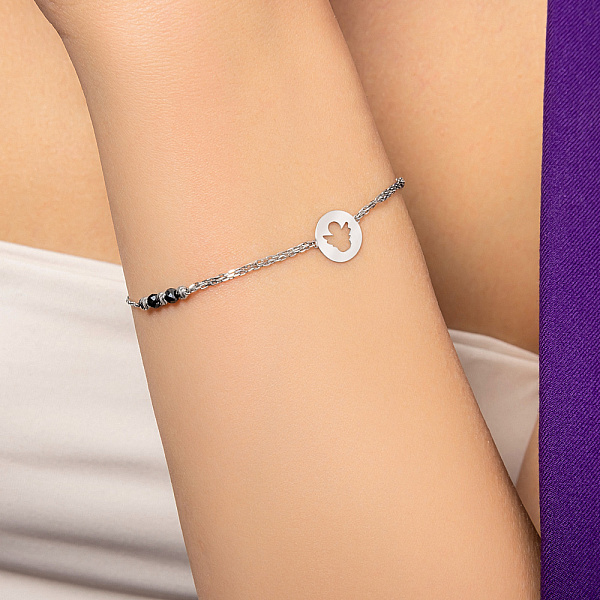 Золотой женский браслет с ониксом (арт. 324015бо) – изображение 2