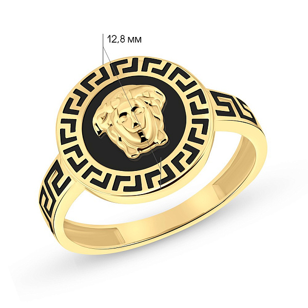 Кольцо Олимпия из желтого золота с черной эмалью (арт. 155305жеч) – изображение 2