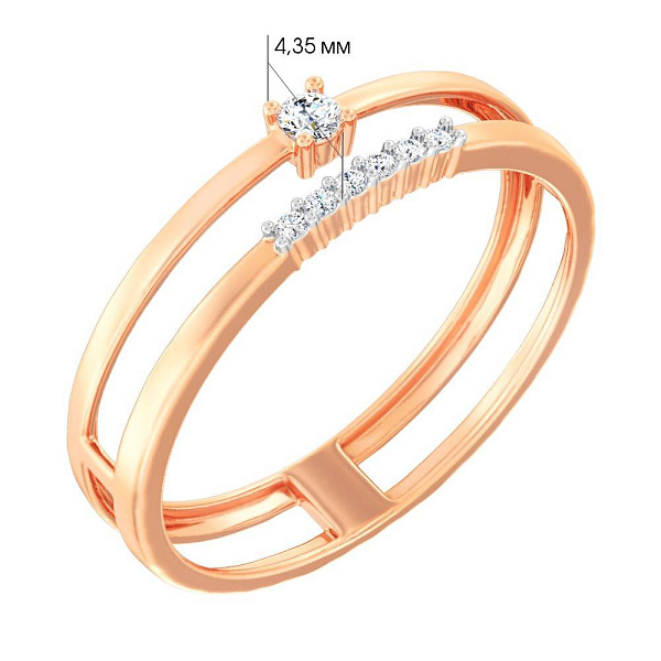 Двойное кольцо из золота с бриллиантами (арт. К011202005) – изображение 2