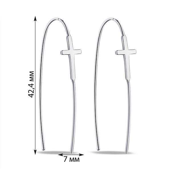 Срібні сережки Хрестики без каменів (арт. 7502/4921) – зображення 2