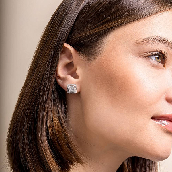 Серьги-пусеты из белого золота с бриллиантами  (арт. С341456100б) – изображение 4