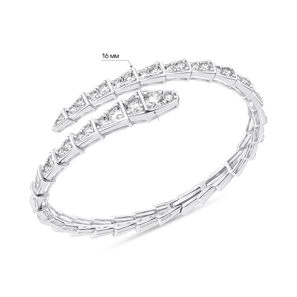 Серебряный жесткий браслет Змея с фианитами (арт. 7509/2182672) – изображение 2