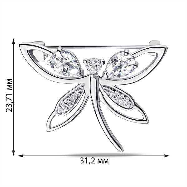 Срібна брошка з фіанітами (арт. 7505/581бп) – зображення 2