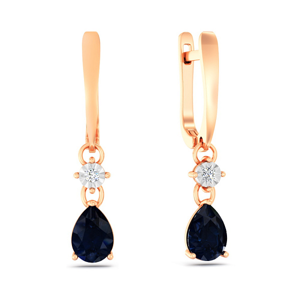 Серьги из красного золота с сапфиром и бриллиантами (арт. С011753с) – изображение 1