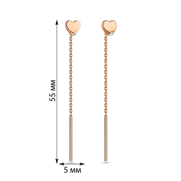Сережки-протяжки з золота з фіанітами (арт. 110908) – зображення 2