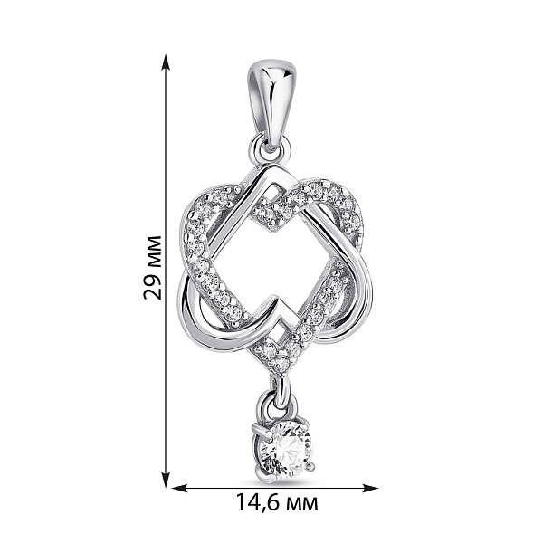 Серебряный подвес Сердце с фианитами (арт. 7503/699П) – изображение 2