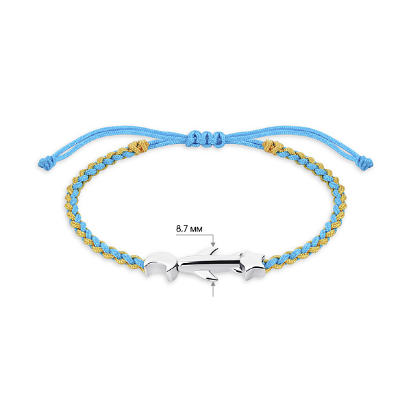 Браслет на шелковой нити с серебряными вставками (арт. 7309/3802гж) – изображение 2