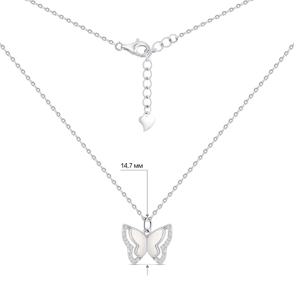 Срібне кольє Метелик з перламутром (арт. 7507/2382п) – зображення 3