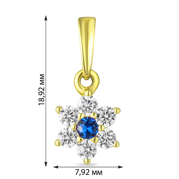 Подвеска из желтого золота «Цветок» с фианитами (арт. 440305жс) – изображение 2