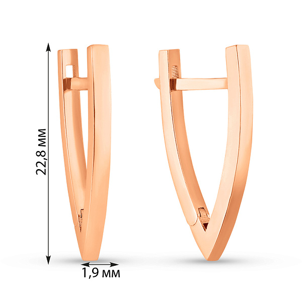 Серьги из красного золота без камней (арт. 109857) – изображение 2