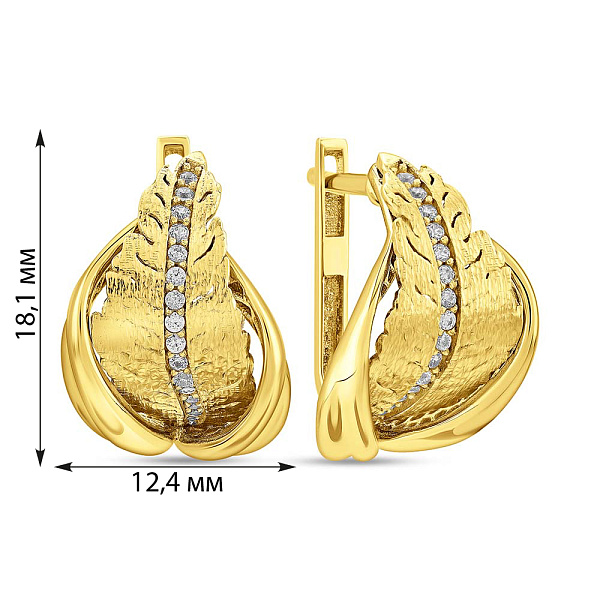 Серьги из желтого золота с фианитами (арт. 1091960жм) – изображение 4
