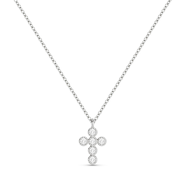 Срібне кольє Хрестик з фіанітами (арт. 7507/2339) – зображення 1
