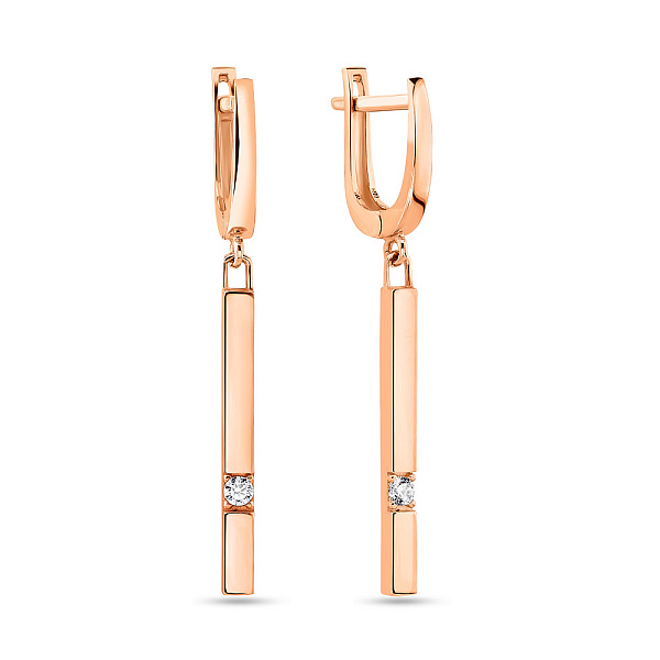 Длинные золотые сережки с фианитами (арт. 108368) – изображение 1